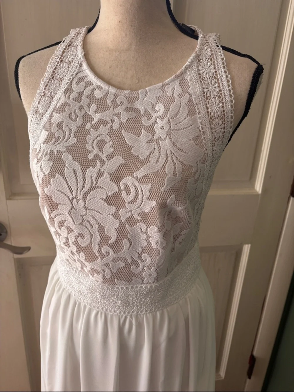 Lulus off white Sleeveless White Lace Bodice Maxi Dress - Picture 3 of 11